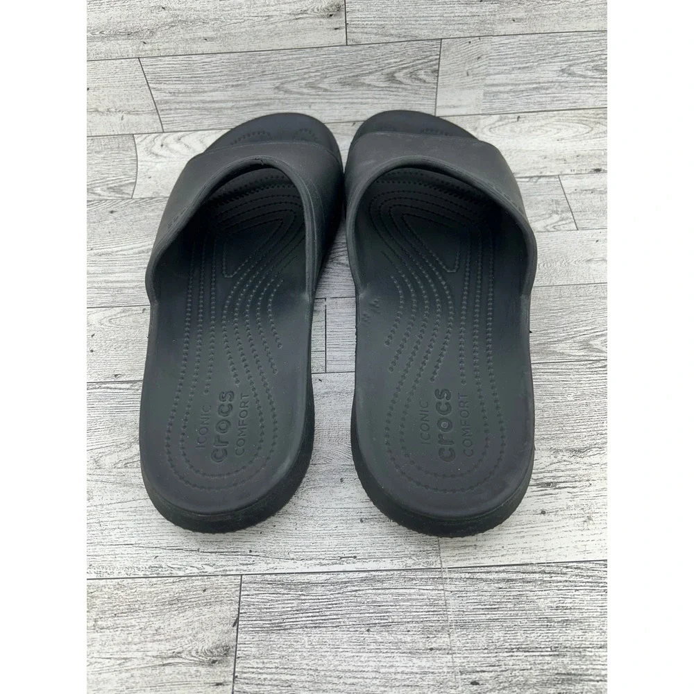 Crocs Mellow Recovery Slides Mens Size 11 Black Slip‎ On Comfort Sandals 208392